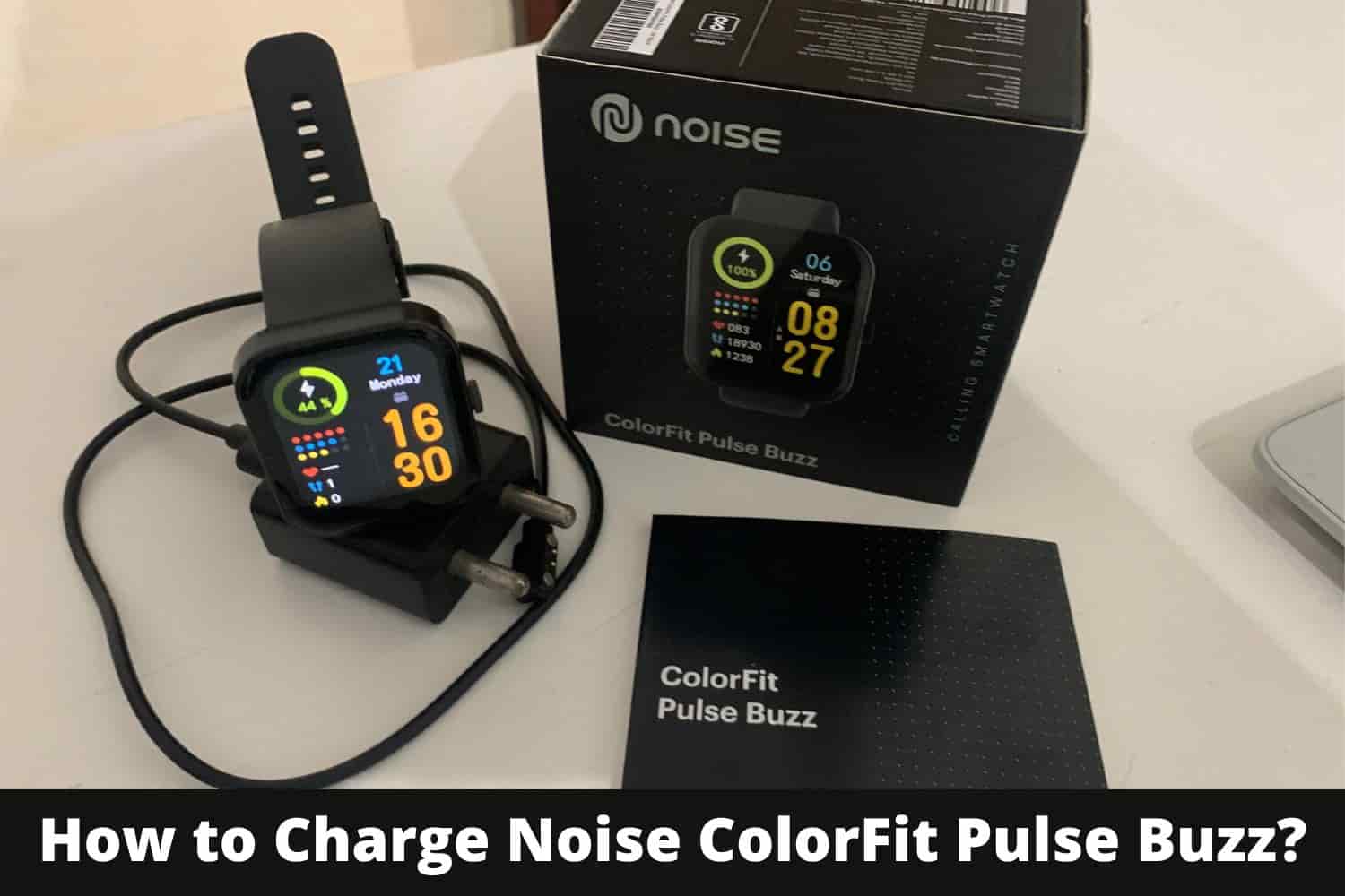With magnetic charger and adaptor, you can Charge Noise ColorFit Pulse Buzz Smartwatch
