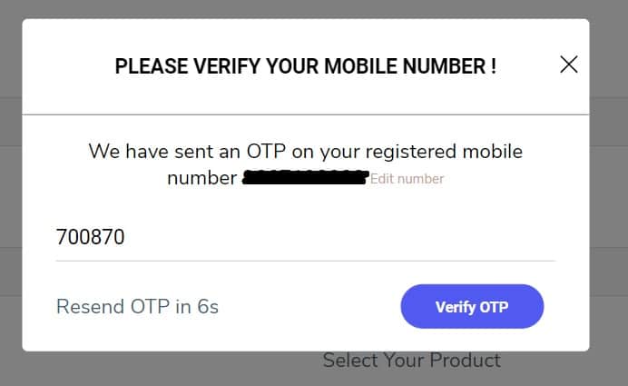 noise warranty Registration OTP Verification