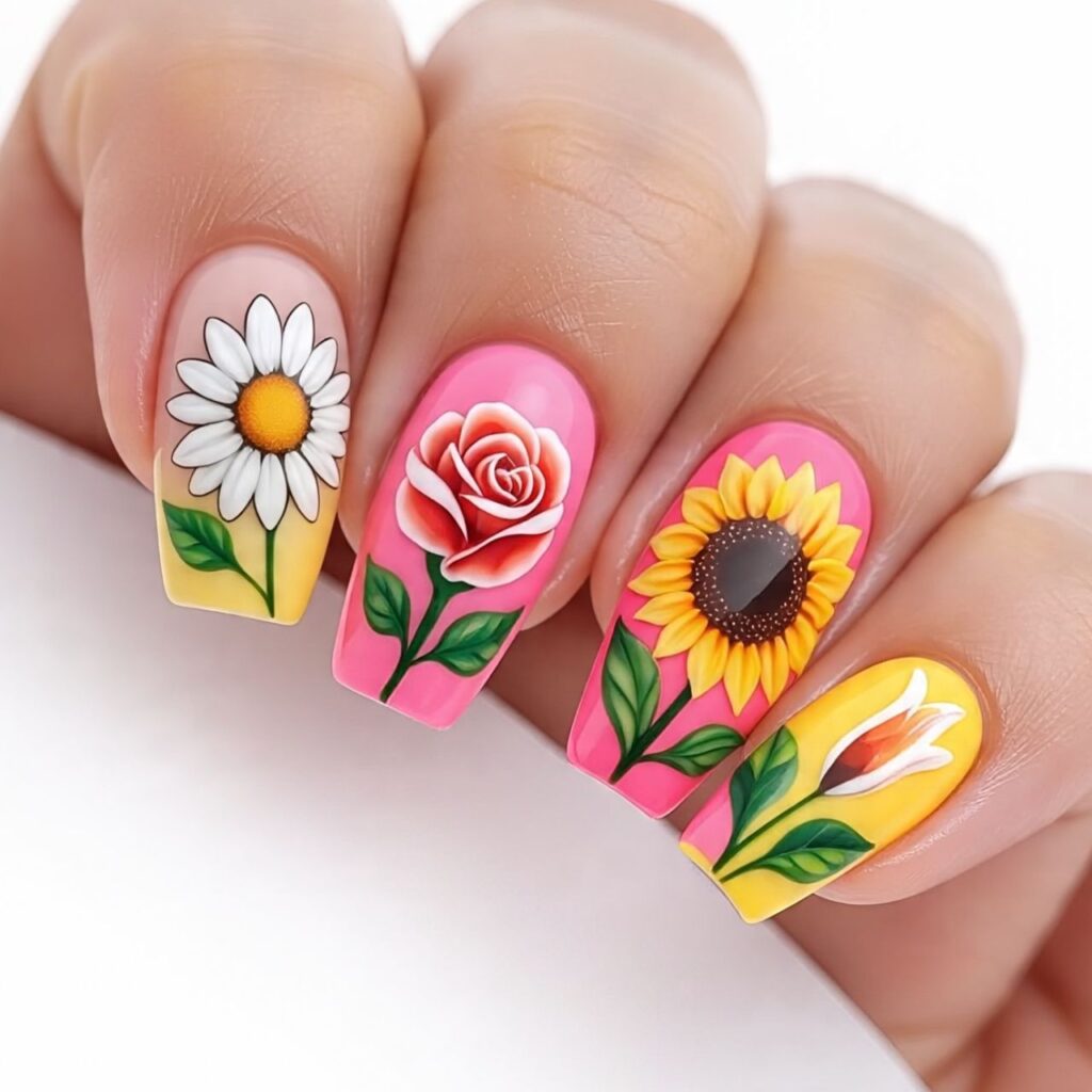 Daisy nails design