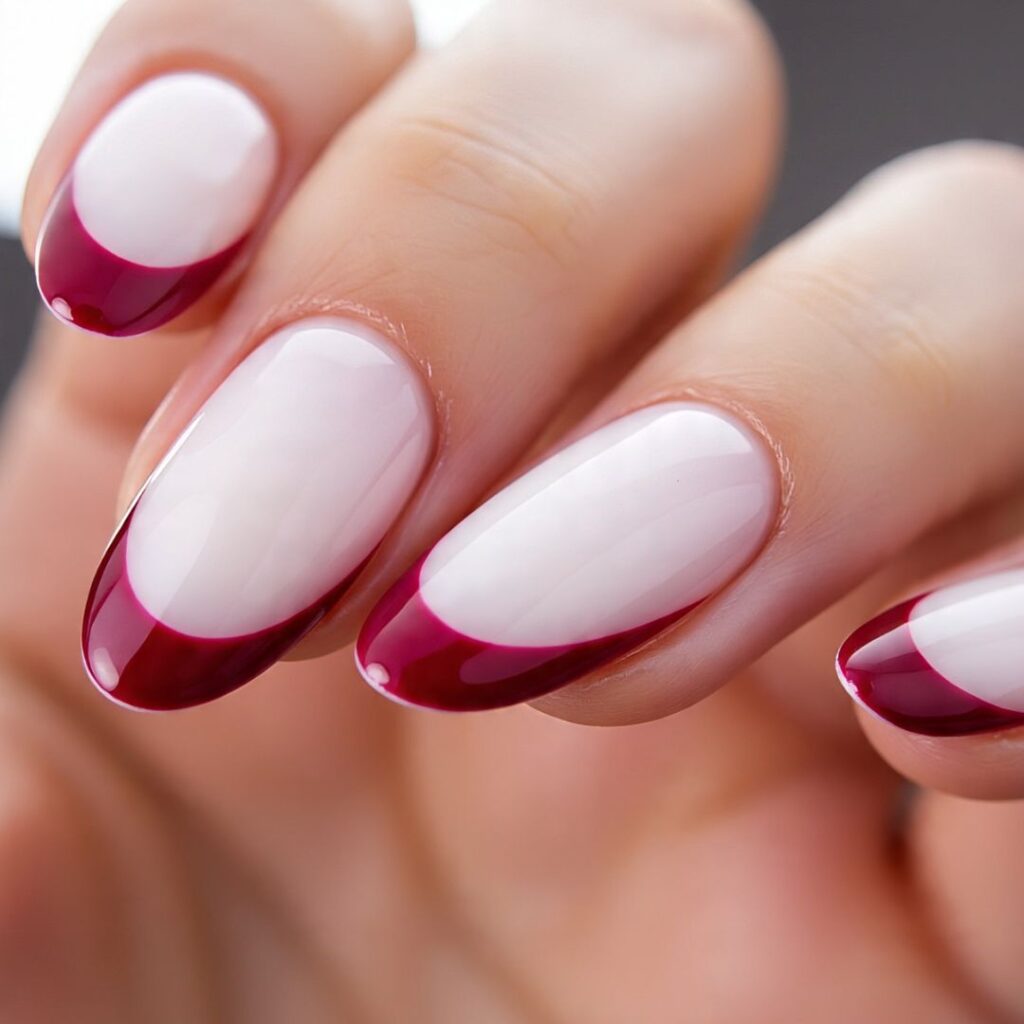 Dark Cherry Red Nails